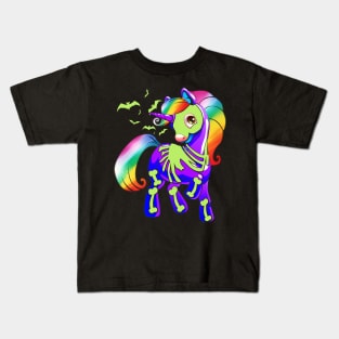 Unicorn Skeleton Halloween Magical Candy Glow Gif Kids T-Shirt